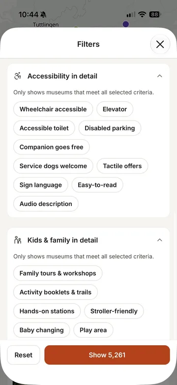 Detailed filters for accessibility and kids & family